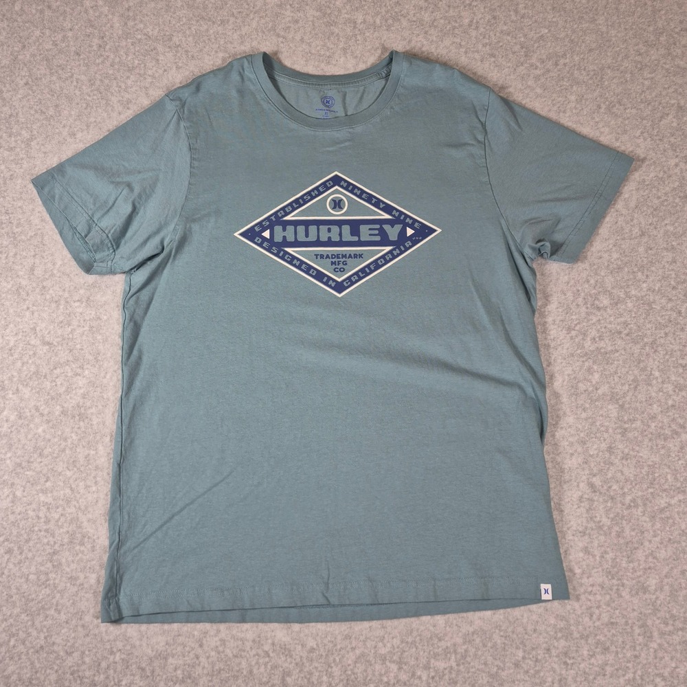 Hurley Graphic T-Shirt Mens XL Slate Blue Short Sleeve Logo California Cotton